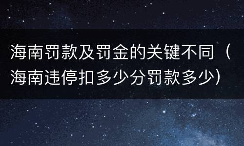 海南罚款及罚金的关键不同（海南违停扣多少分罚款多少）