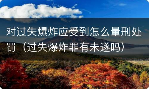 对过失爆炸应受到怎么量刑处罚（过失爆炸罪有未遂吗）