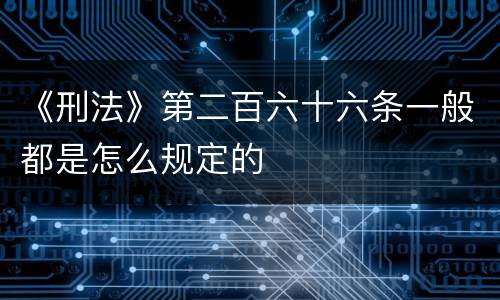 《刑法》第二百六十六条一般都是怎么规定的