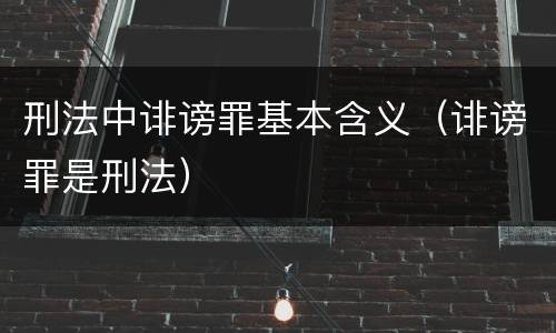 刑法中诽谤罪基本含义（诽谤罪是刑法）