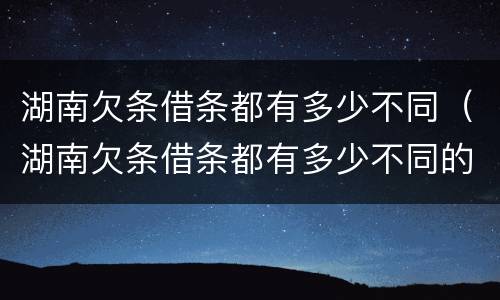 湖南欠条借条都有多少不同（湖南欠条借条都有多少不同的）
