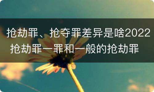 抢劫罪、抢夺罪差异是啥2022 抢劫罪一罪和一般的抢劫罪