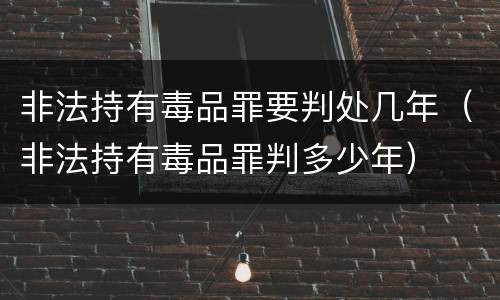 非法持有毒品罪要判处几年（非法持有毒品罪判多少年）