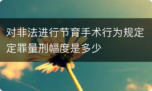 对非法进行节育手术行为规定定罪量刑幅度是多少