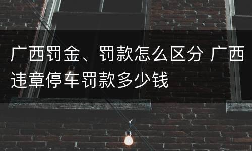 广西罚金、罚款怎么区分 广西违章停车罚款多少钱
