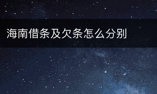 海南借条及欠条怎么分别