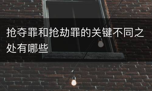 抢夺罪和抢劫罪的关键不同之处有哪些