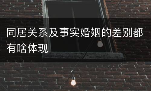 同居关系及事实婚姻的差别都有啥体现
