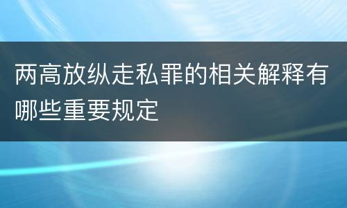 两高放纵走私罪的相关解释有哪些重要规定