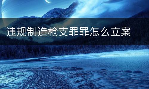 违规制造枪支罪罪怎么立案