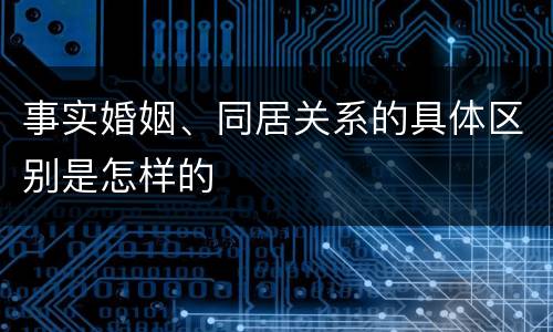 事实婚姻、同居关系的具体区别是怎样的