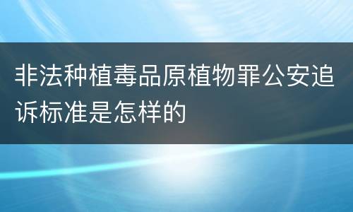 非法种植毒品原植物罪公安追诉标准是怎样的