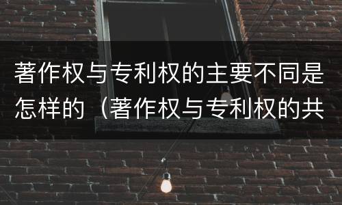 著作权与专利权的主要不同是怎样的（著作权与专利权的共性有）