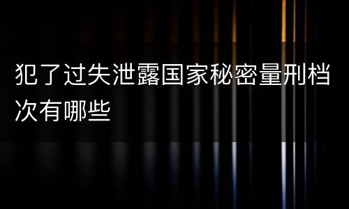 犯了过失泄露国家秘密量刑档次有哪些