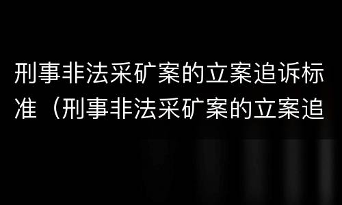 刑事非法采矿案的立案追诉标准（刑事非法采矿案的立案追诉标准是）
