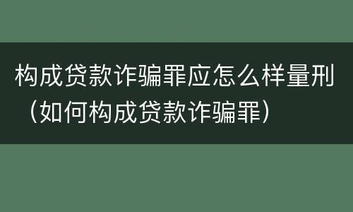 构成贷款诈骗罪应怎么样量刑（如何构成贷款诈骗罪）