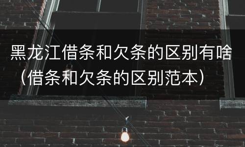 黑龙江借条和欠条的区别有啥（借条和欠条的区别范本）