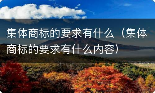 集体商标的要求有什么（集体商标的要求有什么内容）