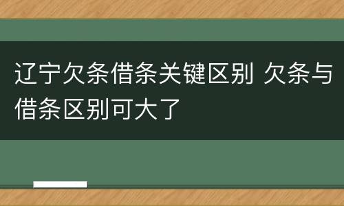 辽宁欠条借条关键区别 欠条与借条区别可大了