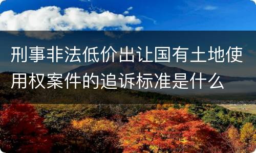 刑事非法低价出让国有土地使用权案件的追诉标准是什么