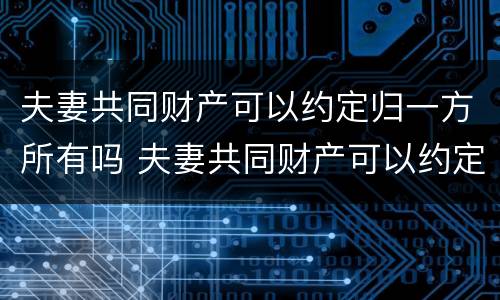 夫妻共同财产可以约定归一方所有吗 夫妻共同财产可以约定归一方所有吗法律
