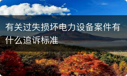 有关过失损坏电力设备案件有什么追诉标准