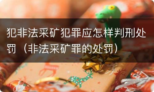 犯非法采矿犯罪应怎样判刑处罚（非法采矿罪的处罚）
