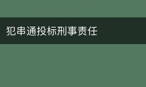 犯串通投标刑事责任