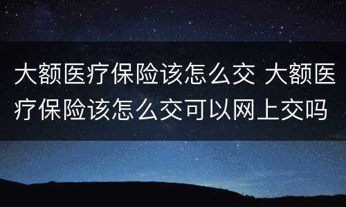 大额医疗保险该怎么交 大额医疗保险该怎么交可以网上交吗