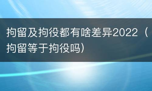 拘留及拘役都有啥差异2022（拘留等于拘役吗）
