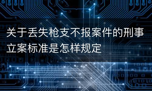 关于丢失枪支不报案件的刑事立案标准是怎样规定