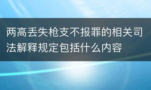 两高丢失枪支不报罪的相关司法解释规定包括什么内容