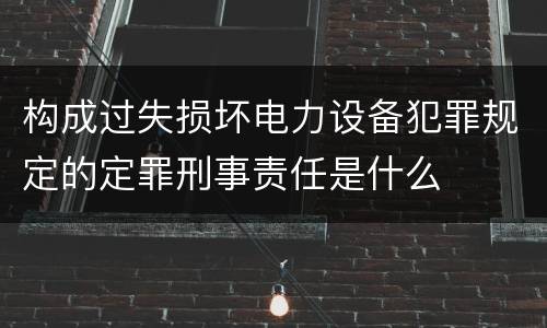 构成过失损坏电力设备犯罪规定的定罪刑事责任是什么