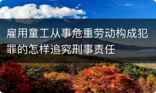 雇用童工从事危重劳动构成犯罪的怎样追究刑事责任
