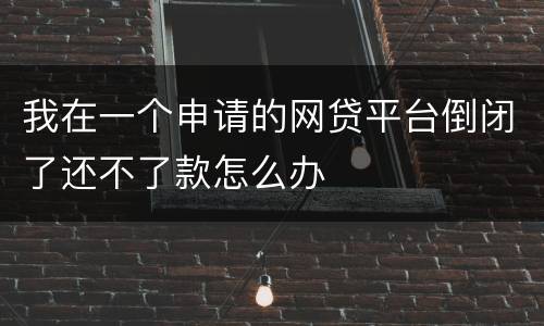 我在一个申请的网贷平台倒闭了还不了款怎么办