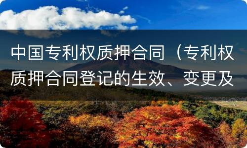 中国专利权质押合同（专利权质押合同登记的生效、变更及注销）