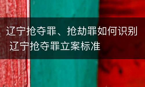 辽宁抢夺罪、抢劫罪如何识别 辽宁抢夺罪立案标准