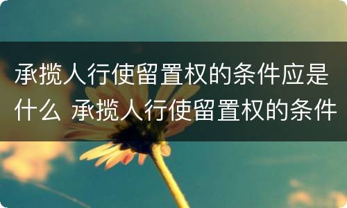 承揽人行使留置权的条件应是什么 承揽人行使留置权的条件应是什么法律规定