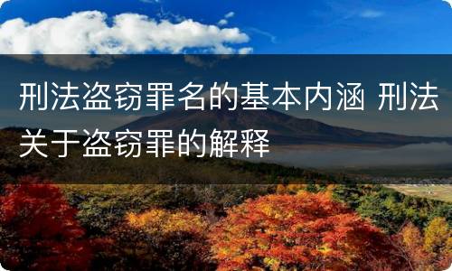 刑法盗窃罪名的基本内涵 刑法关于盗窃罪的解释