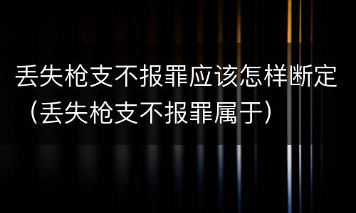 丢失枪支不报罪应该怎样断定（丢失枪支不报罪属于）