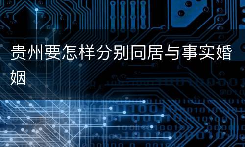 贵州要怎样分别同居与事实婚姻
