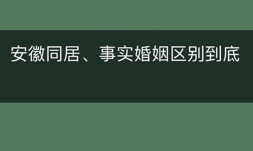 安徽同居、事实婚姻区别到底