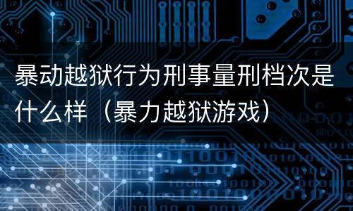 暴动越狱行为刑事量刑档次是什么样（暴力越狱游戏）