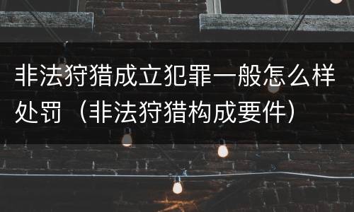 非法狩猎成立犯罪一般怎么样处罚（非法狩猎构成要件）
