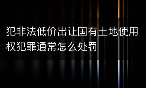 犯非法低价出让国有土地使用权犯罪通常怎么处罚