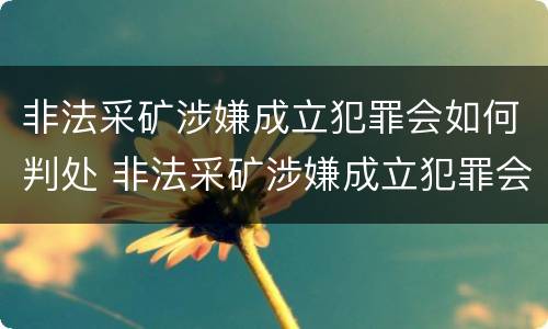 非法采矿涉嫌成立犯罪会如何判处 非法采矿涉嫌成立犯罪会如何判处呢