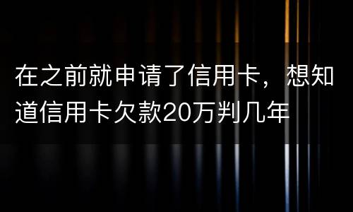 在之前就申请了信用卡，想知道信用卡欠款20万判几年