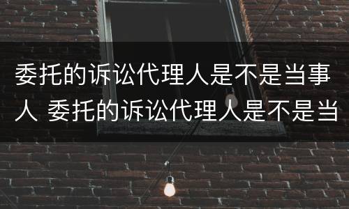 委托的诉讼代理人是不是当事人 委托的诉讼代理人是不是当事人