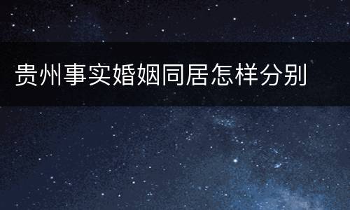 贵州事实婚姻同居怎样分别