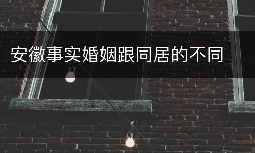 安徽事实婚姻跟同居的不同